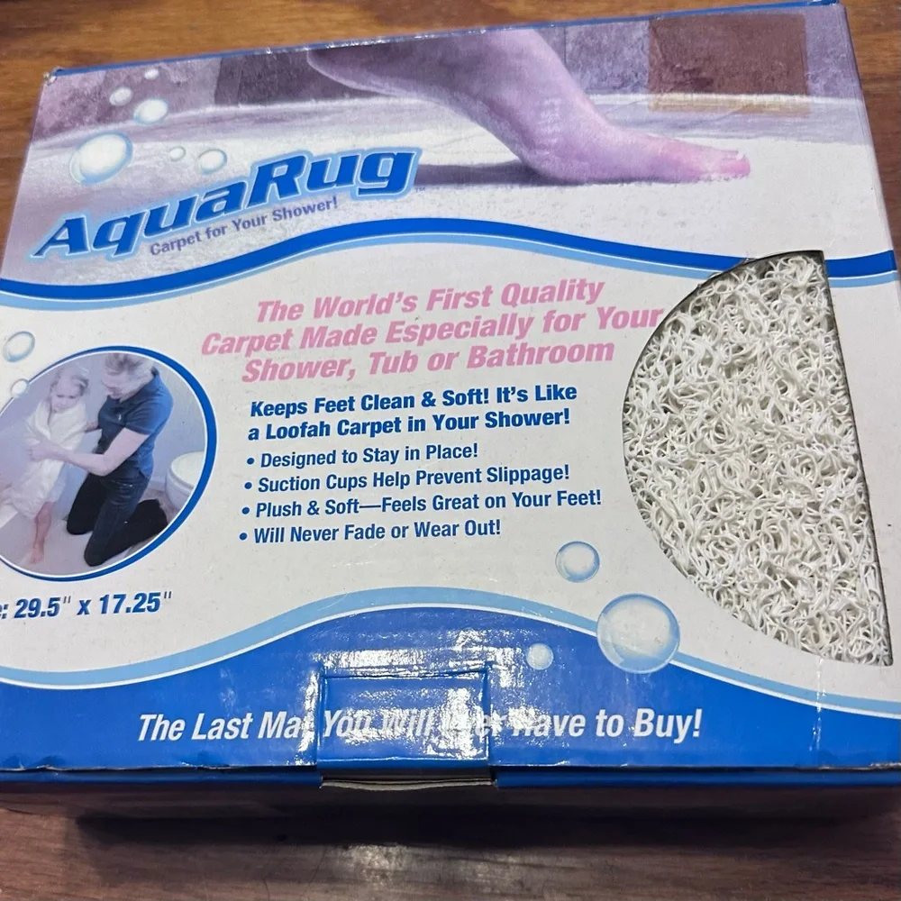 Aqua Rug Carpet for Your Shower - New White - Size: 29.5” x 17.25”